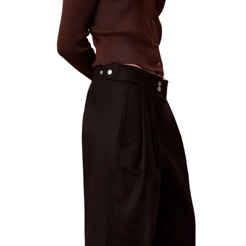 Pantalone Donna a gamba larga, modello chino, con vita alta